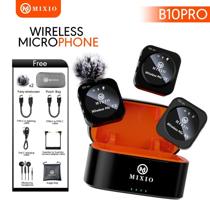 Gambar MIXIO B9 B10 Wireless Microphone Mic Wireless Live Clip on Hp Camera - MIXIO B10PRO dari zirriwk undefined Tokopedia