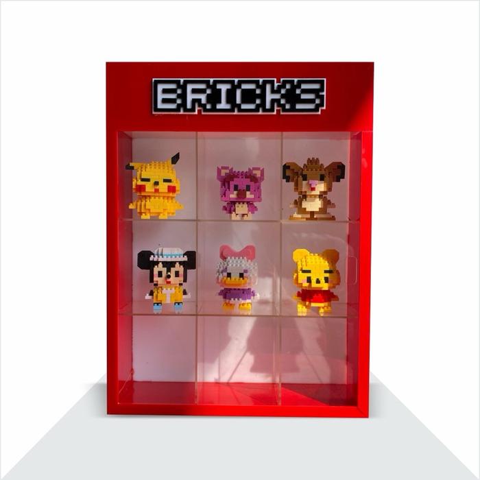 Gambar Rak Lego Brick Isi 9 Full Akrilik - bg hitam list merah dari Visual Aurora undefined Tokopedia