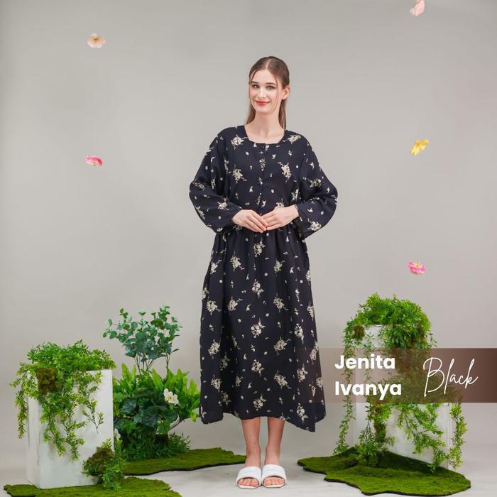 Gambar Oriana Dailywear Dress Hamil Jenita Series | Daster Bumil Busui Lengan Panjang - Black dari Oriana Homewear_NEW undefined Tokopedia