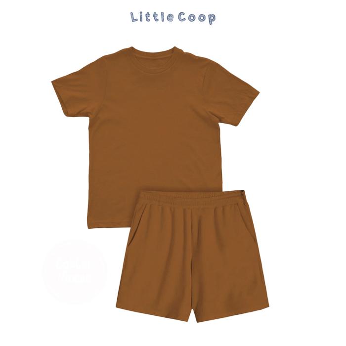 Gambar Little Coop - Alden Setelan Polos Pendek Anak Unisex Cotton [ 2 - 9 Tahun ] - Brown, Reguler dari Little Coop undefined Tokopedia