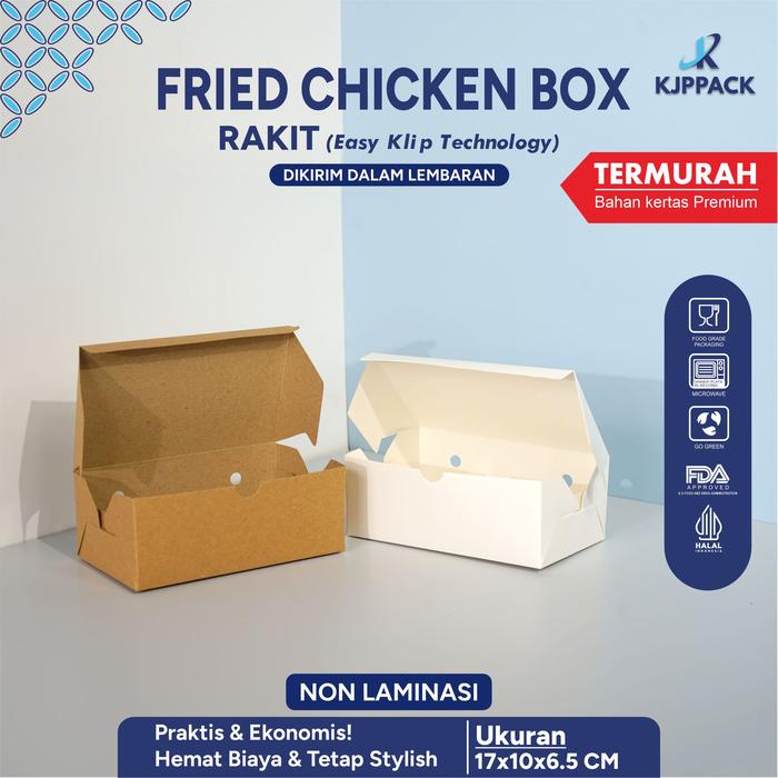 Gambar FRIED CHICKEN BOX 17x10x6,5 KERTAS PREMIUM HARGA PABRIK FDA HALAL / DUS FRIED CHICKEN / DUS AYAM GORENG / DUS AYAM KFC / DUS SNACK dari KJPPACK undefined Tokopedia