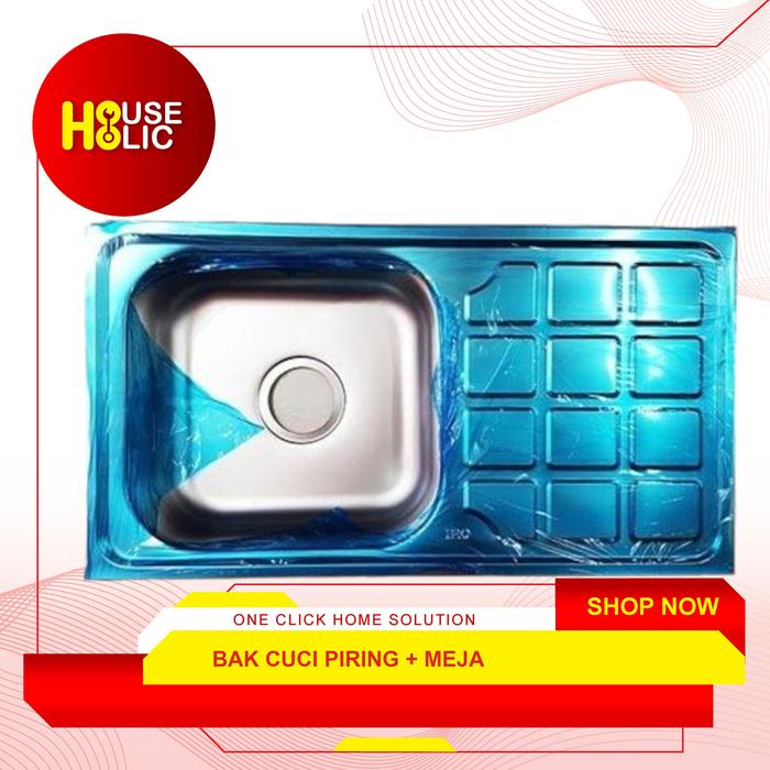 Gambar Bak Cuci Piring Stainless 1 Lubang Kitchen Sink 76 x 40 x 14 CM - Bcp + Afur dari Householic undefined Tokopedia