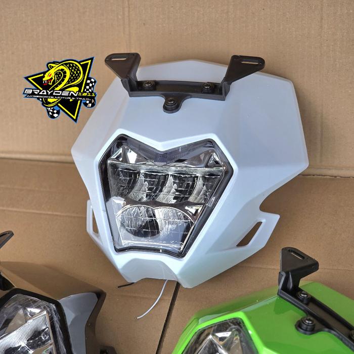 Gambar LAMPU DEPAN KLX 150 SM SE 2024 / BATOK LAMPU KLX BF / KEDOK LAMPU LED LASER KLX - ASSY 2023 KLX PUTIH dari cobraMX undefined Tokopedia