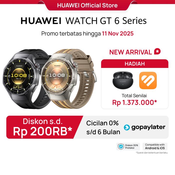 Gambar HUAWEI WATCH GT 6 Series Smartwatch l Golf & Diving* l Running & Cycling l 21-Day Battery Life* | ECG* dari Huawei Indonesia undefined Tokopedia
