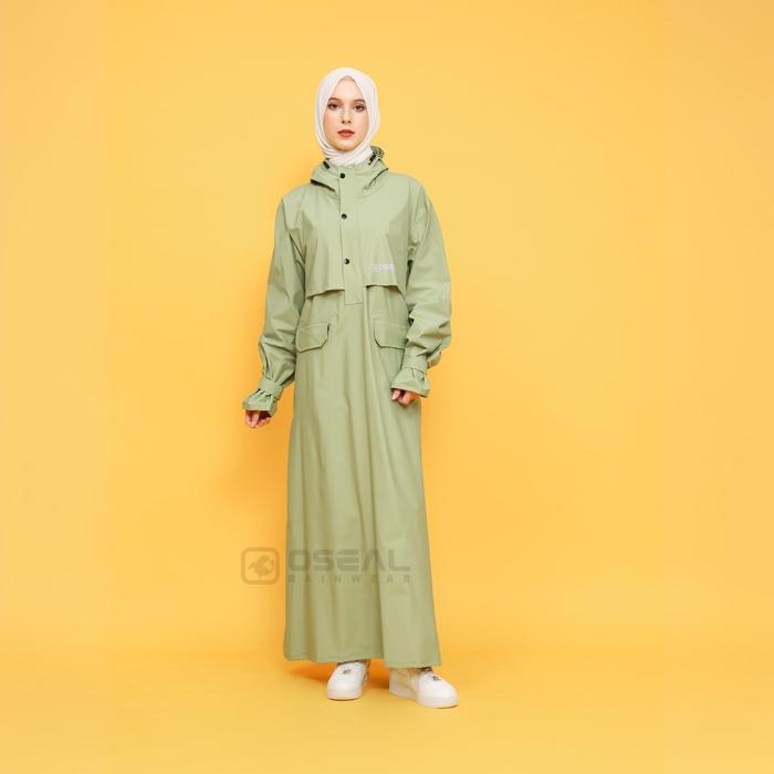 Gambar OSEAL Jas Hujan Wanita Gamis Muslimah Jumbo Full Seal Althea Series Sage - Sage, Allsize dari Oseal Rainwear undefined Tokopedia