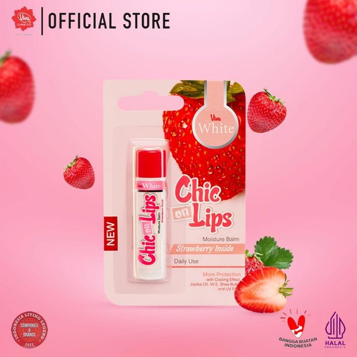 Gambar Viva White Moisture Balm Chic On Lips - Tersedia 4 Varian Rasa (with VIT E & UV FILTER -For Daily Use) (Intensive Use) - Strawberry Inside, Lip Balm VIVA dari ABATAGROUP undefined Tokopedia