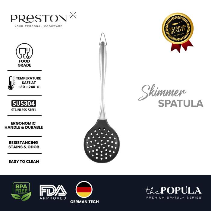Gambar Preston Skimmer Spatula Merah Hitam - Sutil Masak Silikon Food Grade Sayur Sendok Kitchenware Silicone - Hitam dari Prestoncookware undefined Tokopedia