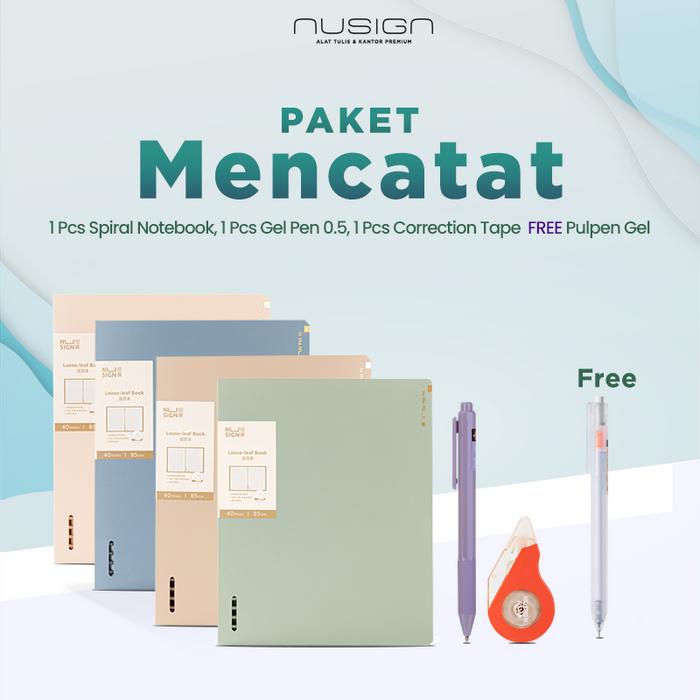 Gambar [PAKET MENCATAT NUSIGN] Spiral Notebook, Gel Pen 0.5, Correction Tape  FREE Pulpen Gel dari Deli.Indonesia undefined Tokopedia
