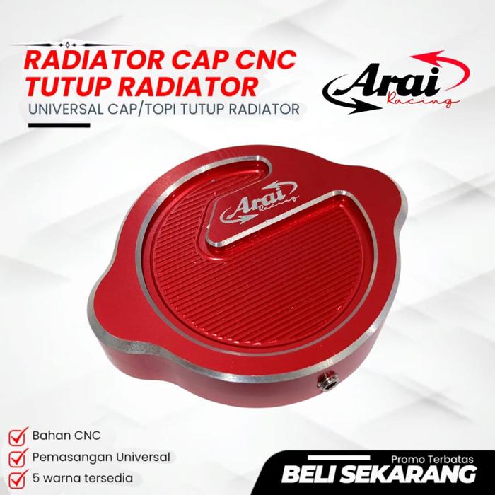 Gambar RADIATOR CAP TUTUP RADIATOR FULL CNC ARAI UNIVERSAL VARIO | NMAX | PCX | ADV | CBR DLL - RADIATOR CAP CNC ARAI MERAH dari Velix speed shop_NEW undefined Tokopedia