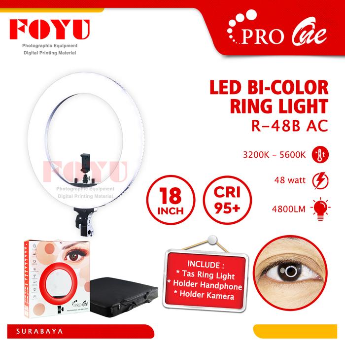 Gambar Pro One Ringlight Ring Light LED 48 60 Watt Lampu Makeup 45 Cm MUA Vlog Streaming Konten Kreator R-48B AC R-60B - R-48B AC dari Foyu Photo undefined Tokopedia