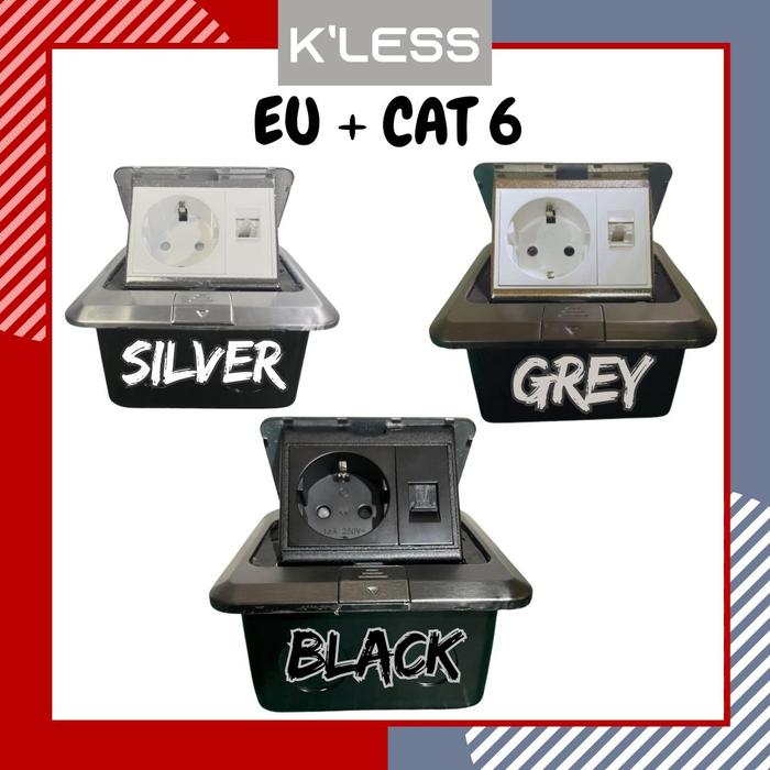 Gambar Stop Kontak Lantai Tanam Soft Touch Pop Up System Floor Socket Type 1 Socket - 2 USB C / A Colokan - EU LAN CAT 6, BLACK dari K'Less undefined Tokopedia