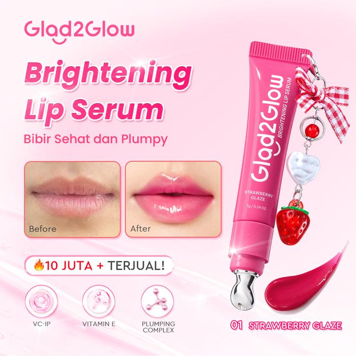 Gambar 【Hot】Glad2Glow Perfect Makeup Lip Serum Gather Set-Brightening Lip Serum +  Double Bright Day Cream / 2in1 Cushion Powder / Perfect Cushion -VC-IP Vitamin E Niacinamide Melembabkan Brightening Anti Oksidasi Tahan Lama Coverage Tinggi Natural Finish - 01 Strawberry Glaze, Lip Serum+Cushion 00 Affogato dari glad2glow.indo undefined Tokopedia