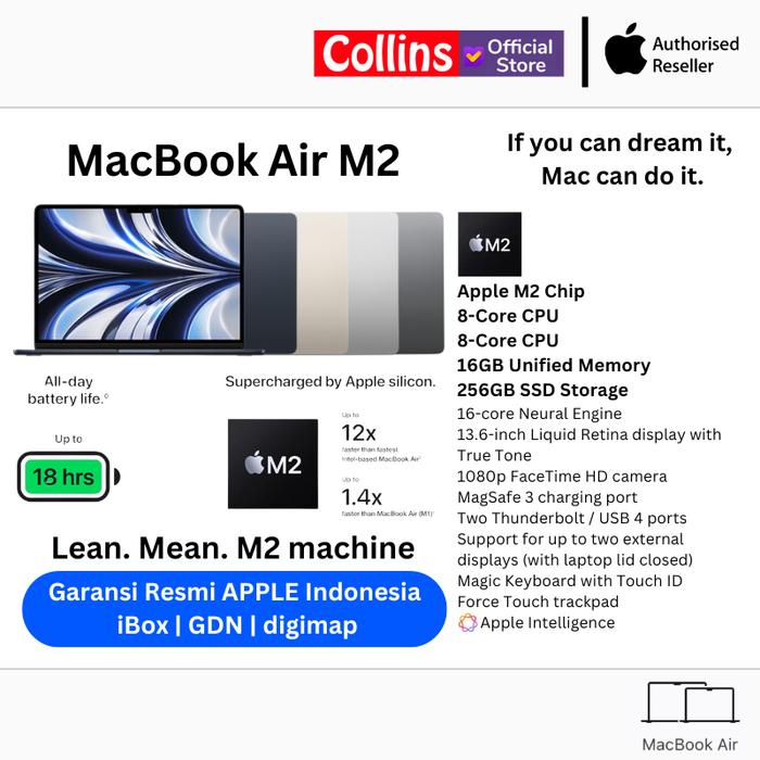 Gambar APPLE Macbook Air M2 Chip 2022 8-Core GPU 8-Core CPU 13.6" Resmi IBOX - M2 16/256GB dari Collins Official undefined Tokopedia