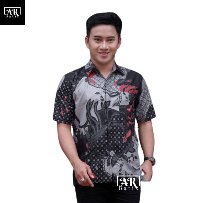 Gambar GROSIR BAJU BATIK MURAH PEKALONGAN BAJU BATIK PRIA ABADI BATIK KEMEJA BATIK PRIA LENGAN PENDEK - Gagak abu, M dari Akar Batik undefined Tokopedia