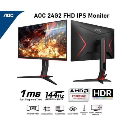 Monitor Led Gaming Aoc 24g2 24 Ips 1080p 144hz 1ms Vga Hdmi Dp