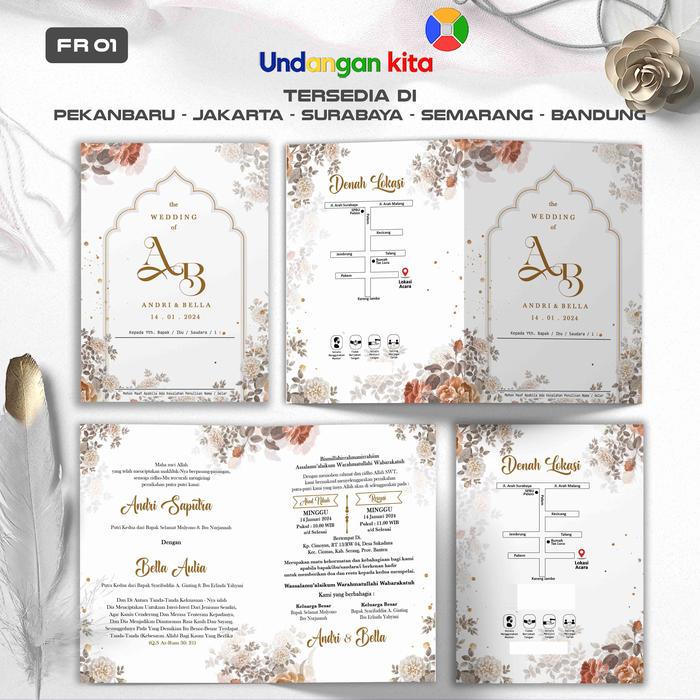 Gambar (100Pcs) Undangan Pernikahan Brief Card Lipat Dua Lipat Tiga - FR 01 dari Undangan Kita undefined Tokopedia