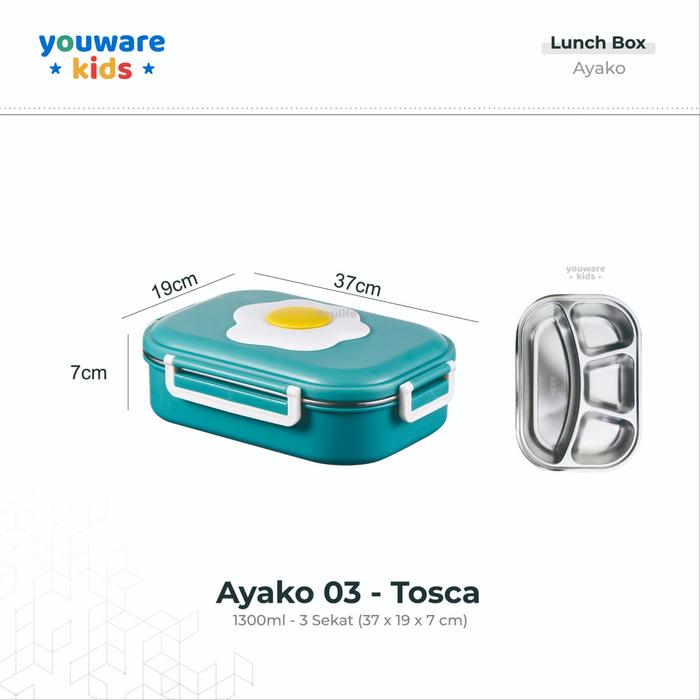 Gambar Youware - Ayako Tempat Bekal Anak Dewasa Remaja / Lunch Box / Kotak Bekal Makanan Stainless  / Wadah Makan Siang Anak / Food Storage / Tempat Penyimpanan Makanan Baja Bunga Plastik Simple Steel Kitchenware Kuning - 03 Tosca (1300ml) dari youware undefined Tokopedia