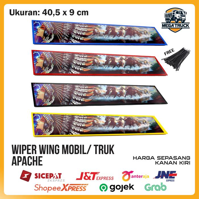 Gambar WIPER WING MOBIL / TRUCK MODEL APACHE / TIGER / SAMURAI / EAGLE / JOKER UK L ( 40,9 ) - apache, hitam dari Mega Truck_NEW undefined Tokopedia