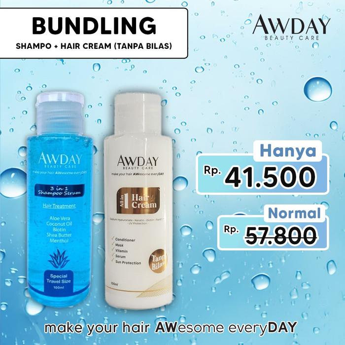 Gambar AWDAY BUNDLING PAKET SUPER HEMAT 3in1 Shampoo 100ML dan Hair Cream All in 1 Conditioner 100ml dari Gampang Mart undefined Tokopedia