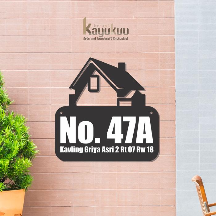 Gambar Kreasikayukuu Plakat Rumah Akrilik Ukuran 25x25cm | Sign Nomor Rumah Akrilik - Hitam-Tulisan Putih dari kreasikayukuu Kab. Boyolali Tokopedia