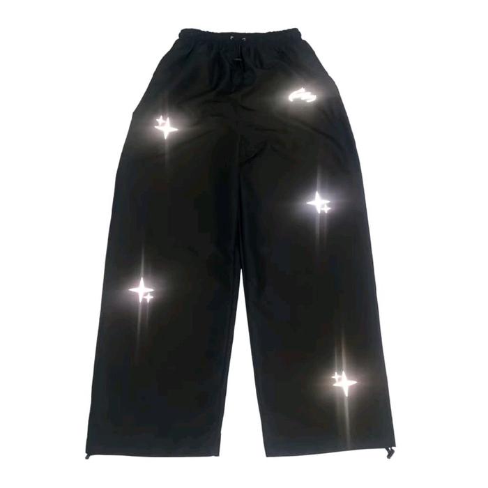 Gambar Star Y2K Reflektif Baggy pants Celana Menyala Hitam Unisex Retro Nyaman Keren - S dari Zeehood Style undefined Tokopedia