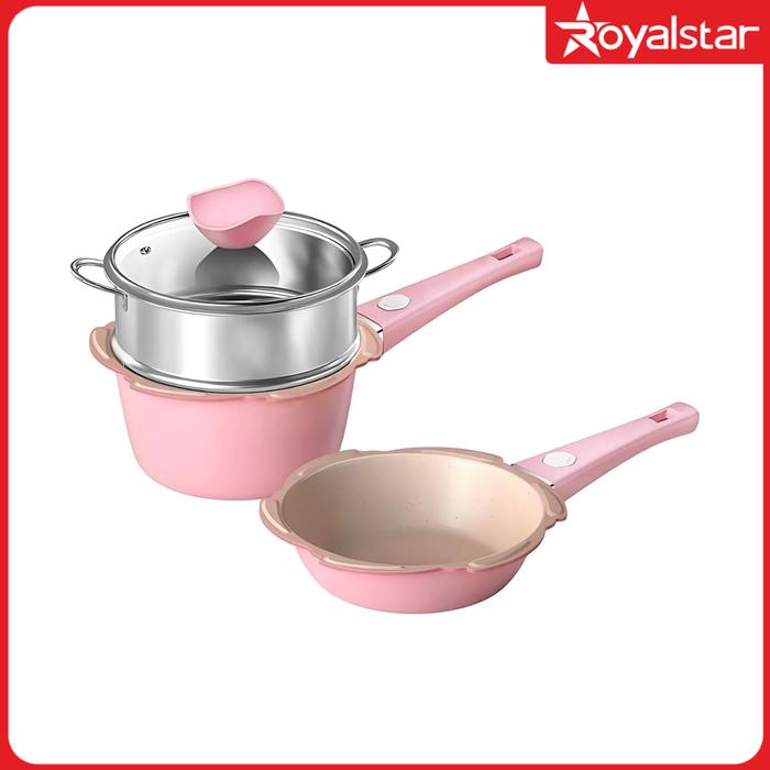 Gambar [PROMO] Royalstar Set Panci Wajan MPASI Dengan Streamer 16 cm Mpasi / Susu Panci Pastel Anti Lengket Peralatan Dapur Multifungsi Kitchenware - Merah Muda, Teflon dari Royalstar Indonesia undefined Tokopedia