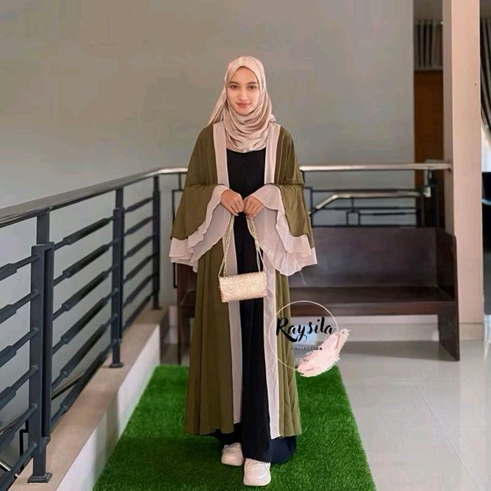 Gambar Outer Abaya Muslim Wanita Arra Outer Turki Mewah Ceruty Babydoll Premium by Uliya - Deep Army dari GROSIR FASHION ULIYA undefined Tokopedia