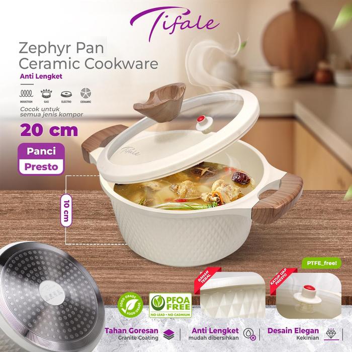 Gambar [EXTRA SUBSIDY] [20CM] Tifale Zephyr Pan Panci Presto Ceramic Cookware - Anti Lengket, Tahan Gores, PTFE Free, PFOA Free, Cocok untuk Semua Jenis Kompor - ZEPHYR - 20CM dari tifale.id undefined Tokopedia