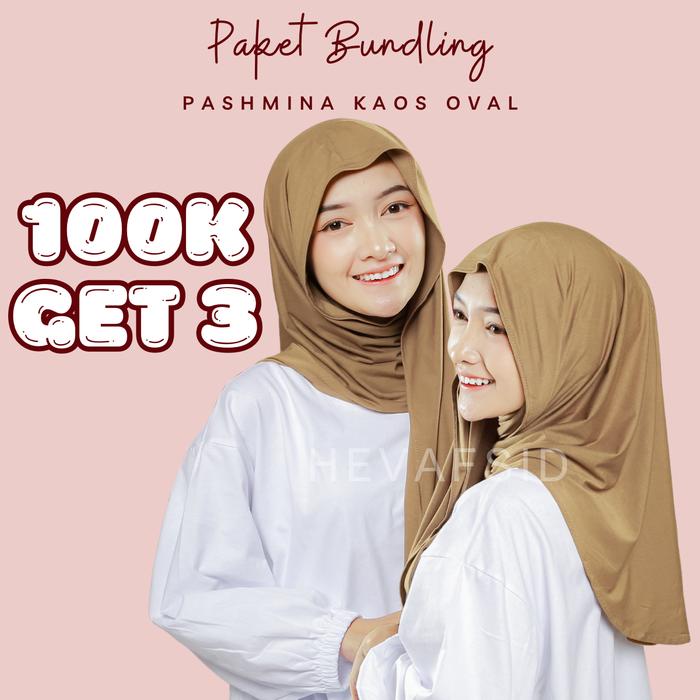 Gambar Heva - PROMO BUNDLING Pashmina Kaos Rayon Oval 3 Pcs Jilbab Oval Menutup Leher dari Hevafsid undefined Tokopedia