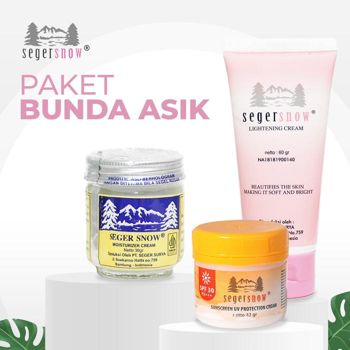 Gambar Seger Snow Paket Bunda Asik | Lightening Cream Tube + Moisturizer Cream + Suncsreen SPF 30 Mencerahkan Melembutkan Perawatan Muka dari Seger Snow undefined Tokopedia