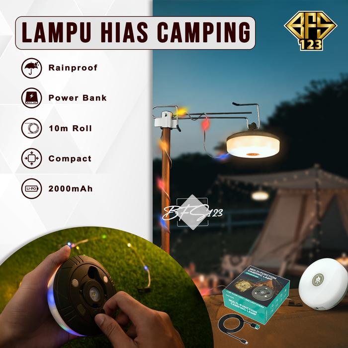 Gambar Lampu Hias Camping Tenda LED 250 Lumens Baterai Charge USB Type C Panjang Roll 10 Meter Hook Gantung Magnet dari Bfs123 undefined Tokopedia