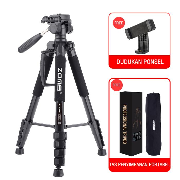 Gambar ZOMEi Garansi Resmi Tripod Q188/Q120 ORIGINAL Garansi Resmi Tripod 53cm-190cm Dapat menanggung 8kg Profesional Kamera DSLR Mirrorless Hp Smartphone for Professional video pannhead with 360 Holder - q188 Hitam(black) dari Camera Connect_NEW undefined Tokopedia