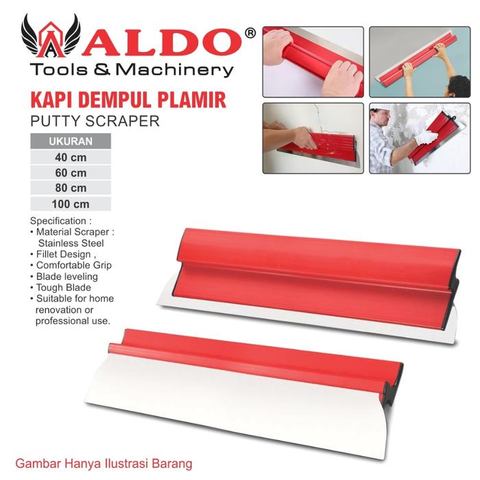 Gambar KAPI DEMPUL PLAMIR / PUTTY SCRAPPER / ALAT PLAMIR TEMBOK / SPATULA PISAU SKIMMING STAINLESS / PENGHALUS DRYWALL SKIMMING BLADE UNTUK DINDING MERK ALDO - 40 CM dari Raisu Mall undefined Tokopedia