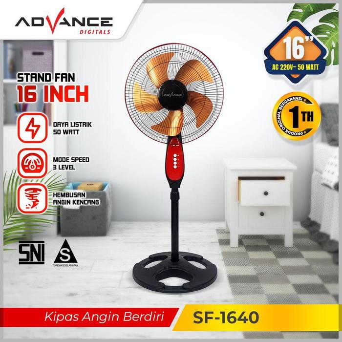 Gambar 【COD】Advance SF-1640 Kipas Angin 16" 5 Baling baling Warna Gold Stainless Stand Fan Garansi Resmi 1 Tahun - SF-1640 dari AdvanceIndonesia undefined Tokopedia