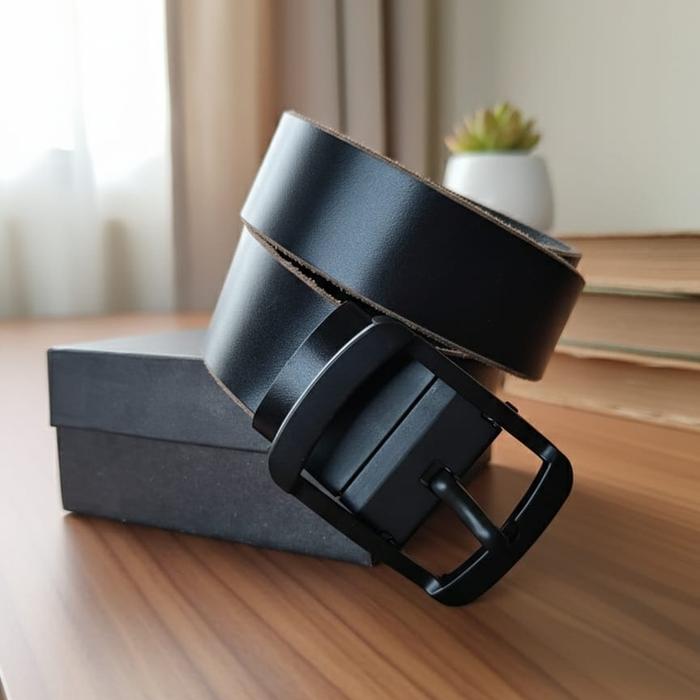 Gambar IKAT PINGGANG MODEL TERBARU KEPALA OVAL BLACK BAHAN KULIT ASLI. - Hitam dari Arfan Five Brother's undefined Tokopedia