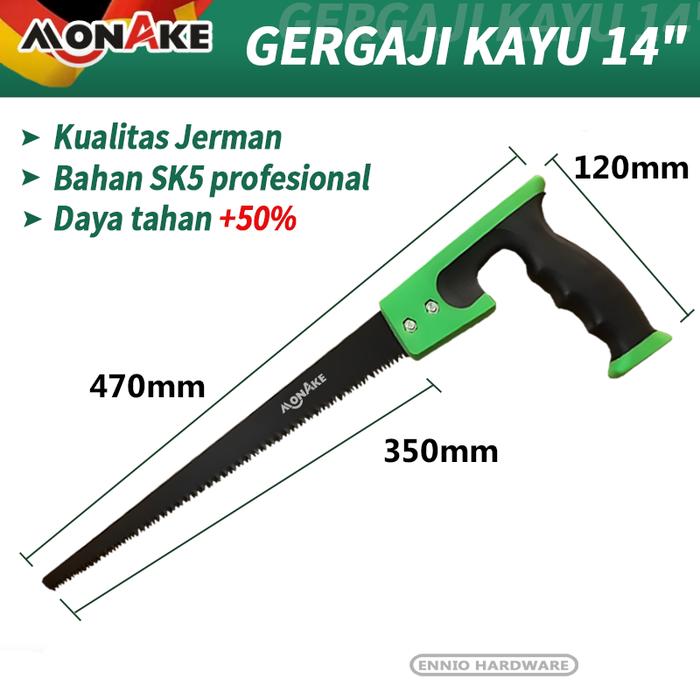 Gambar MONAKE Alat Jerman Gergaji Potong Kayu 14inch Mata Original Germany Tangan Graji Geraji Potong Handsaw Untuk Kayu / Triplek / Pipa PVC / Gypsum - 14inch dari Monake Professional Store Kota Administrasi Jakarta Barat Tokopedia