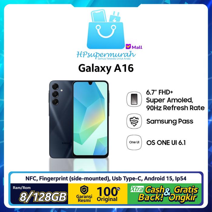 Gambar Samsung Galaxy A16 NFC 8/128 Garansi Resmi - Blue Black dari Hpsupermurah_NEW undefined Tokopedia