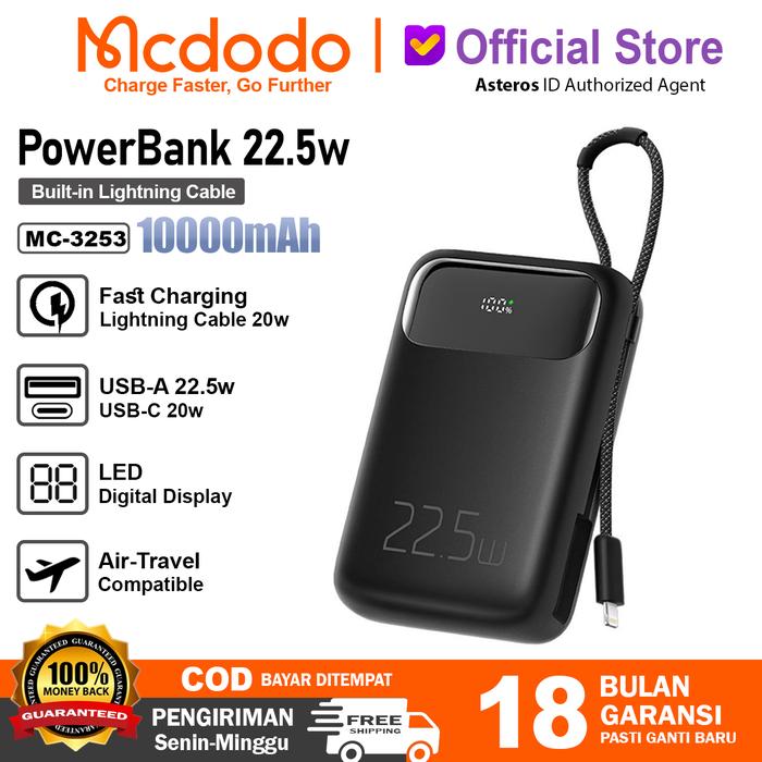Gambar MCDODO PowerBank For iPhone 11 12 13 14 PD Type C Fast Charging 20w 22.5w 10000Mah - MC-3253 22.5W Black dari Mcdodo Official Indonesia undefined Tokopedia