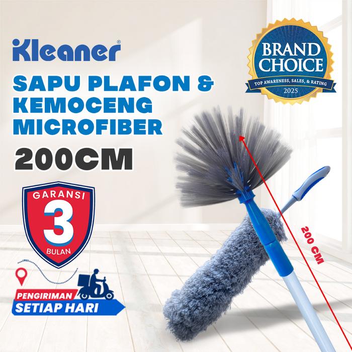 Gambar [EXCLUSIVE TIKTOK] Kleaner Bundling Kemoceng Pendek Microfiber Fleksibel dan Sapu Panjang Sawang Plafon Langit Sarang Laba - Sapu Plafon 200 cm + Kemoceng dari Kleaner Indonesia undefined Tokopedia