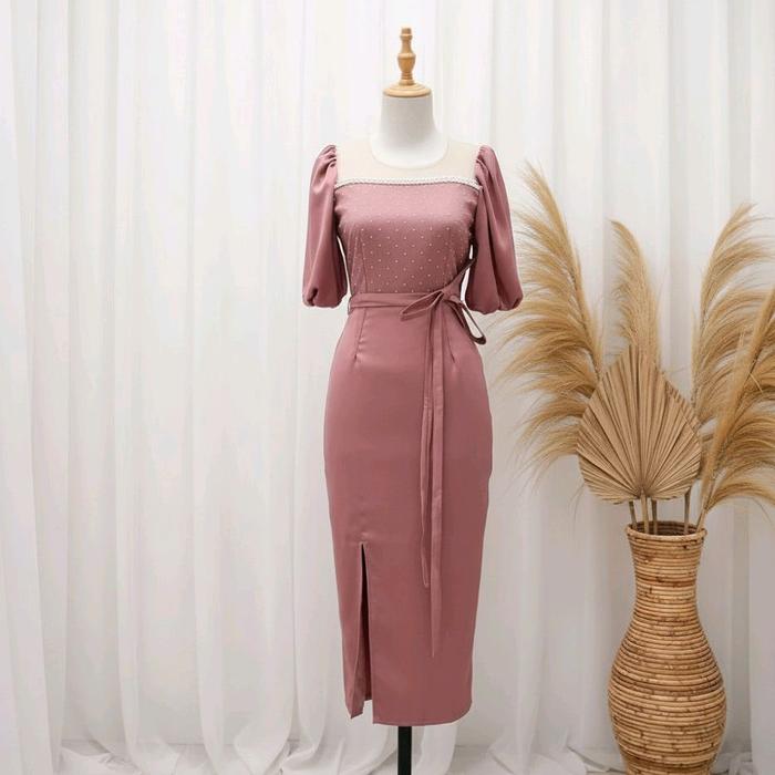 dress bahan satin Jual Nathalie Dress Kondangan Bahan Silk Premium | Sabila Dress Bridesmaid Satin Velvet Premium Dress Bridesmaid Di Seller Beally Collection - Kertajaya, Kota Surabaya