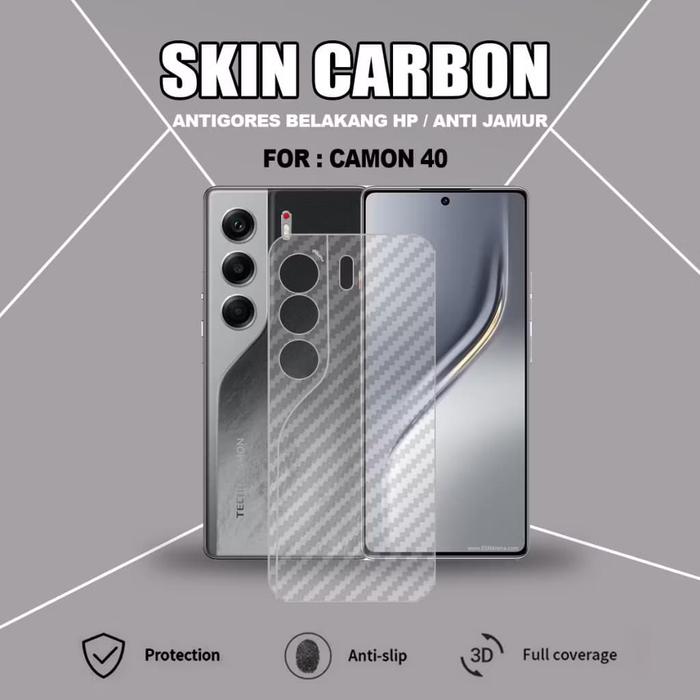 Gambar New GARSKIN  Tecno Camon 40 / Camon 40 Pro Garskin Carbon Transparan Fiber Protection Back Carbon - Camon 40 dari HOHA CASE undefined Tokopedia