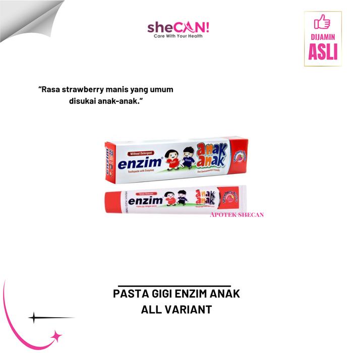 Gambar PASTA GIGI ENZIM ANAK 63 GR - RASA BUBBLE GUM / STRAWBERRY / ORANGE / TUTTY FRUITY ALL VARIANT - STAWBERRY dari APOTEK SHECAN undefined Tokopedia
