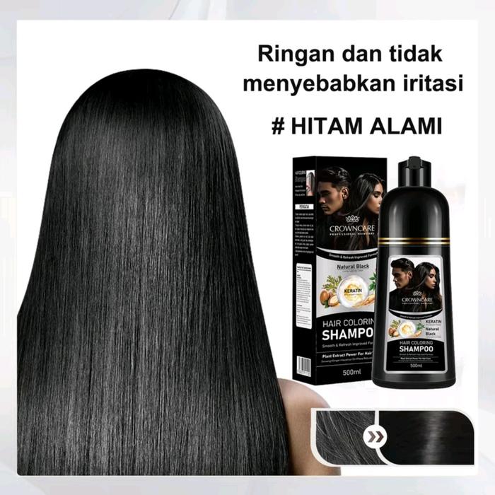 Gambar CrownCare Hair Coloring Shampo Penghitam Rambut Beruban Penghilang Uban Pewarna Warna Tahan Lama Extract 500ml coklat & hitam - Hitam Alami dari HS.Storee10 undefined Tokopedia