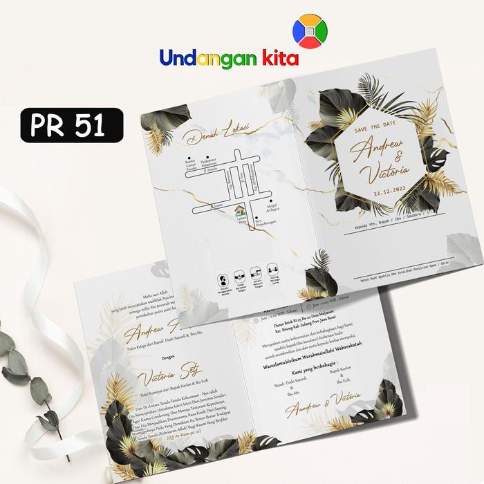 Gambar (100Pcs) Undangan Pernikahan Brief Card Lipat Dua Lipat Tiga - PR 51 dari Undangan Kita undefined Tokopedia