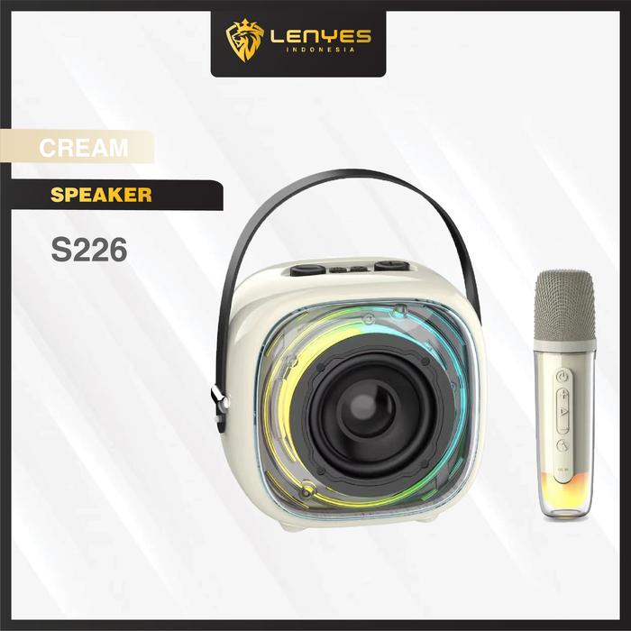 Gambar LENYES S226 KTV RGB LED Light Wireless Speaker + Microphone Karaoke Bluetooth 5.3 Mini Portable - CREAM dari LENYES INDONESIA undefined Tokopedia