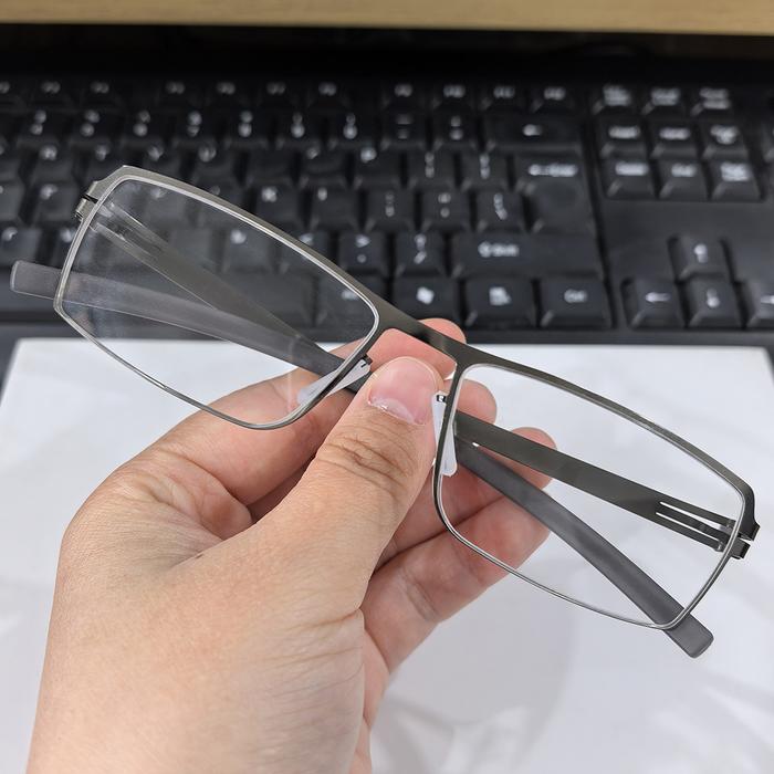 Gambar [ PRE ORDER ] Screwless Square Eyeglasses Spectacles Ultra-light Reading Prescription Narrow Glasses Frame Thin Optical Designer Eyewear Lots - Grey dari Neetamu undefined Tokopedia