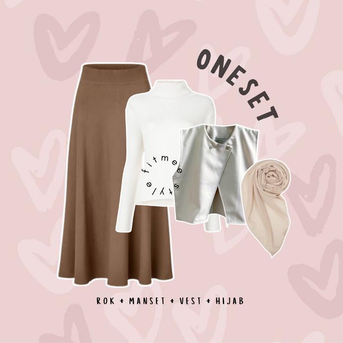 Gambar Yooran outfit set wanita 4in1 (atasan manset rib, outer vest kimi Katun , bawahan rok joda payung, hijab square) setelan ootd remaja Baju panjang kombinasi simple cantik one set cewek Dewasa casual Kondangan Muslim korea style kece berhijab Lebaran - Oneset dari Fitmee Stylee undefined Tokopedia