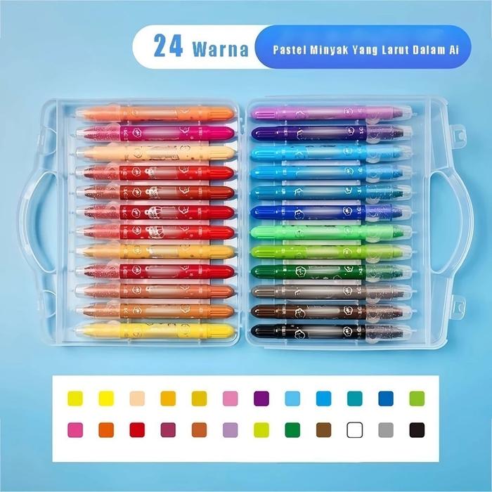 Gambar 【Ready Stock】Grasp Crayon Set 48 Warna Mata Sedang Silky Crayon Water Soluble Crayons Krayon Licin Grasp Stationery - Medium 24 warna dari Rose Time undefined Tokopedia