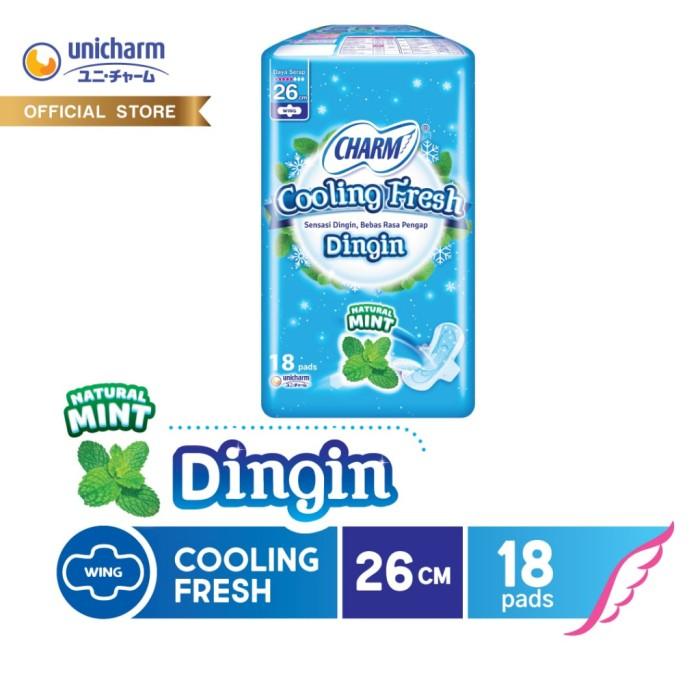 Gambar [SBY] Charm Pembalut Cooling Fresh Wing Long 26cm 18 pads dari Unicharm Official Store undefined Tokopedia
