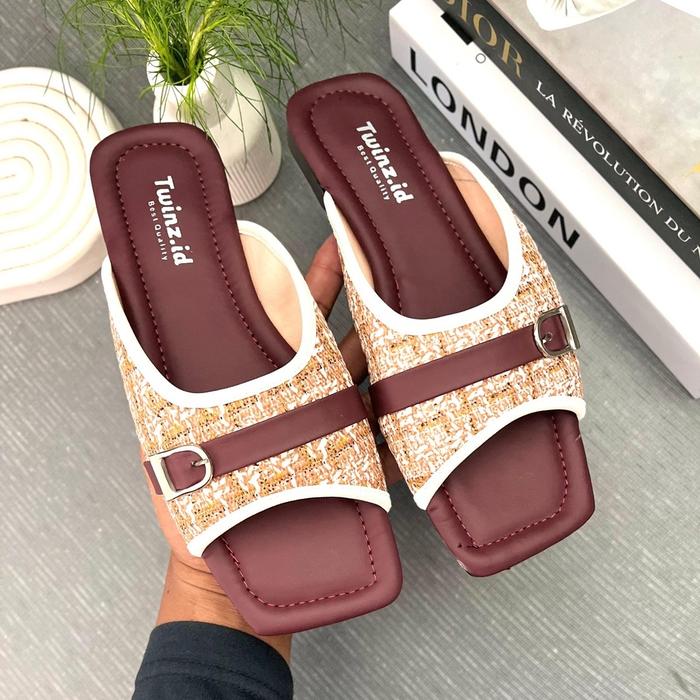 Gambar Zea Sandal Wanita Selop Teplek PUVI Super Empuk Elegan - MARON, 39 dari The Twins Store_NEW undefined Tokopedia